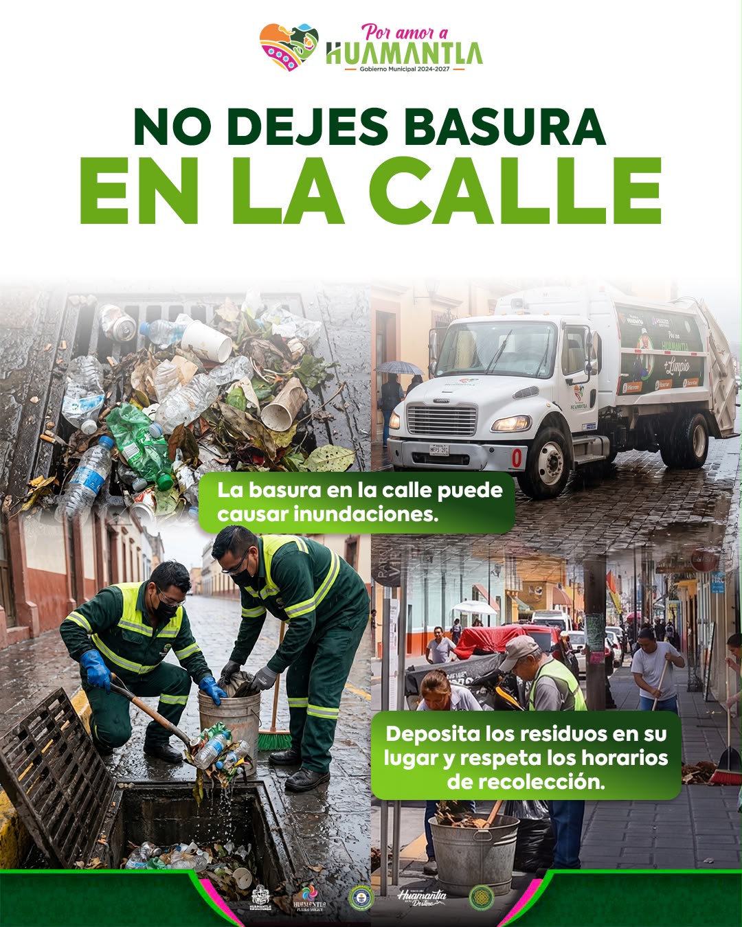 Huamantla exhorta a no dejar basura en vía pública y evitar así encharcamientos